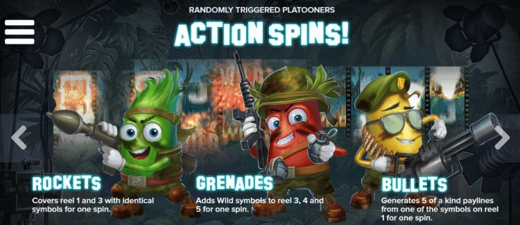 Platooners slot bonus features