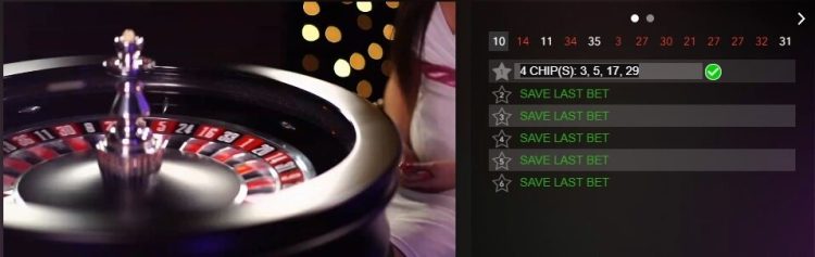 Immersive Roulette Opgeslagen Inzetten