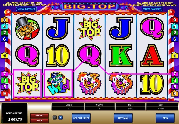 Big Top slot win