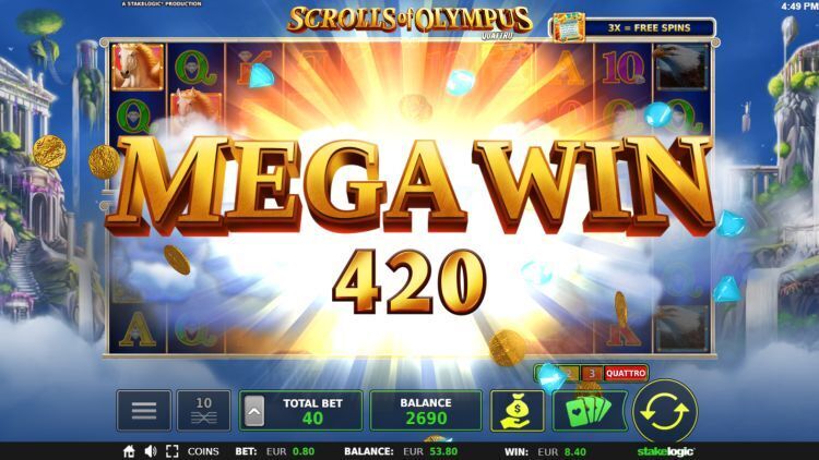 Scrolls of Olympus Quattro slot big win