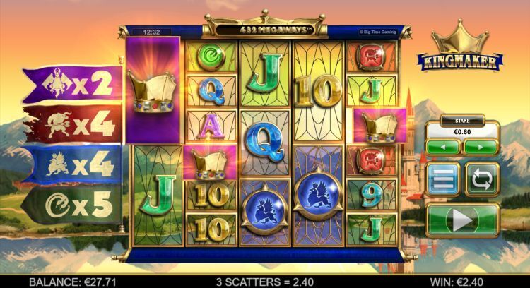 Kingmaker online slot bonus win