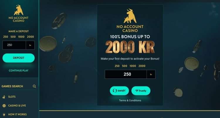 No Account Casino - Betrouwbaar - Welkomstbonus