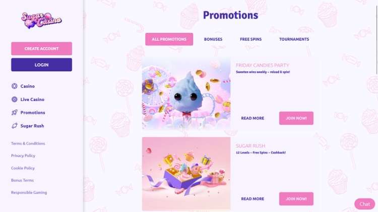 Sugar Casino Promoties en Bonussen