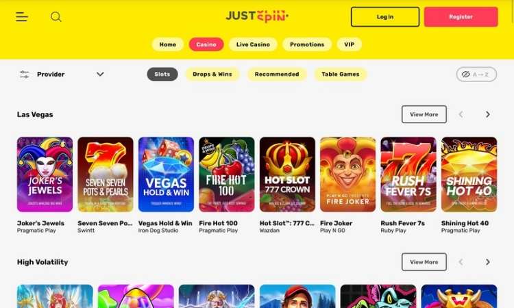 Justspin Casino Spelaanbod