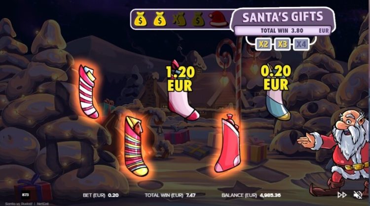 Santa vs Rudolf online slot bonus win