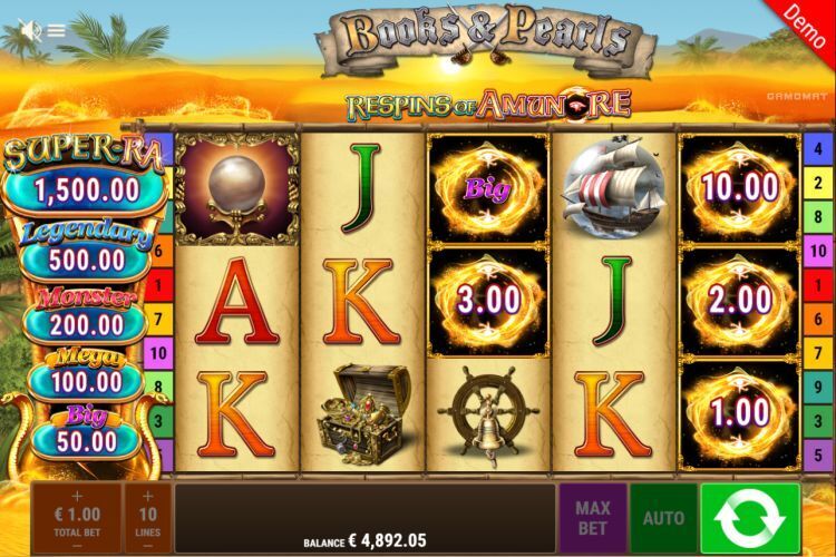 Books and Pearls Respins of Amun Re online slot bonus