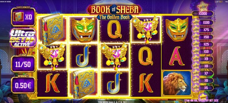 Book of Sheba The Golden Book online slot gameplay iSoftBet