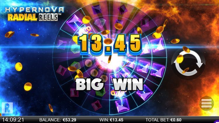 Hypernova Radial Reels slot big win