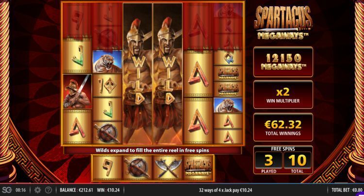 Spartacus Megaways bonus gameplay