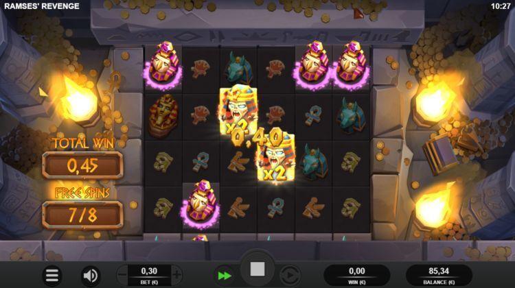 Ramses' Revenge gokkast Free Spins win