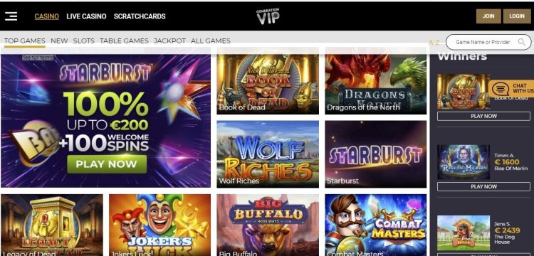 GenerationVIP Casino Spelaanbod
