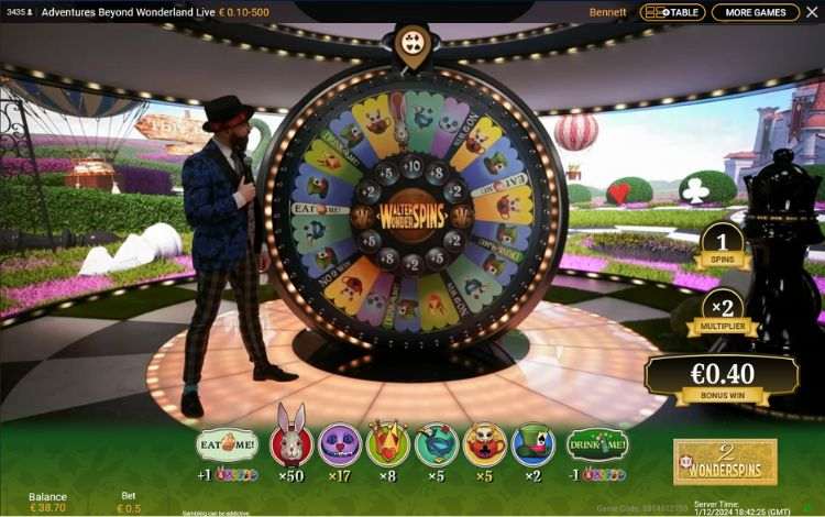 Money Wheel Adventures Beyond Wonderland Live Wonderspins Bonus