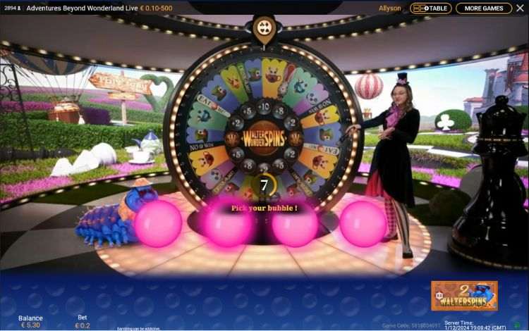 Adventures Beyond Wonderland Walterspins Bonus Game
