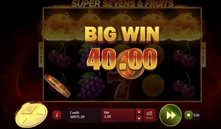 Super Sevens and Fruits slot big win