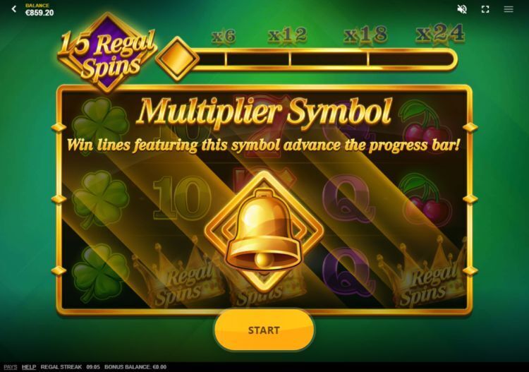 Regal Streak slot bonus gameplay