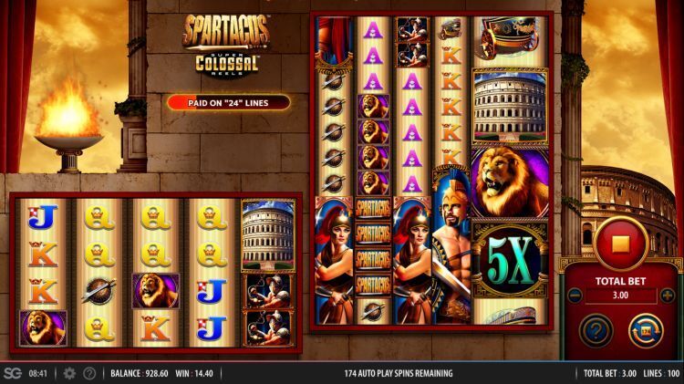 Spartacus Super Colossal Reels slot win