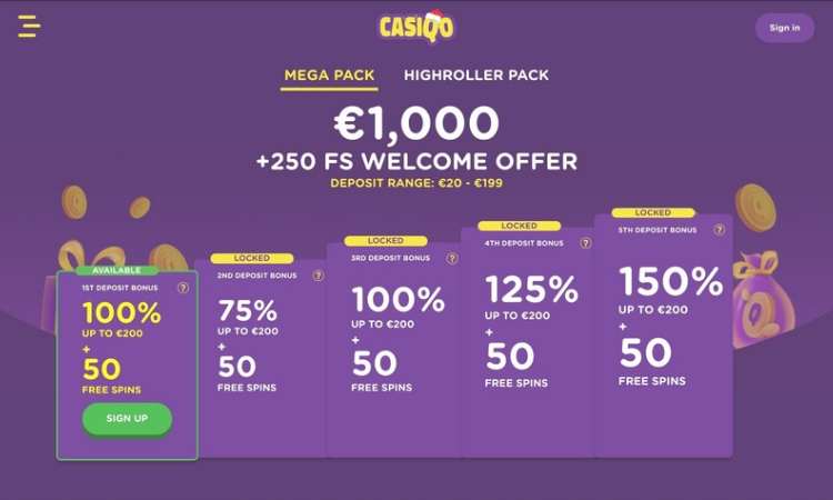 CasiQo Promoties en Bonussen
