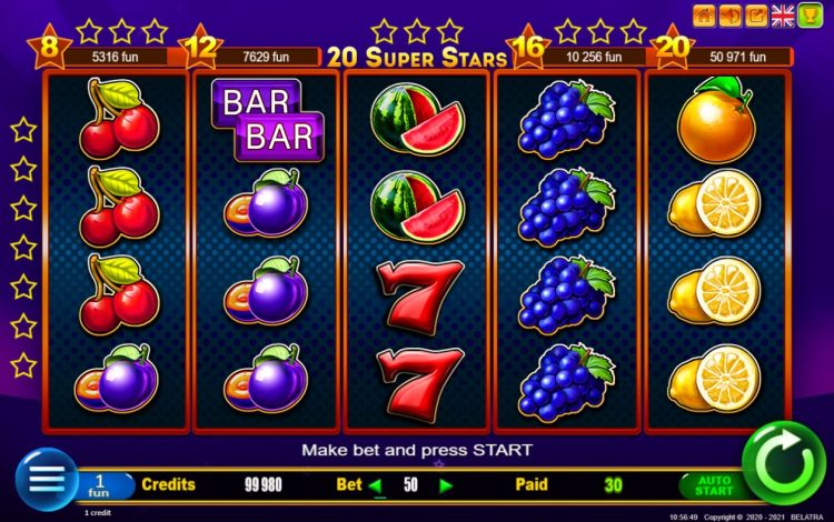 20 Super Stars Slot - Gameplay