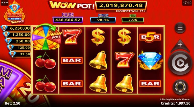 Blazing Diamonds Wowpot Slot - Gameplay