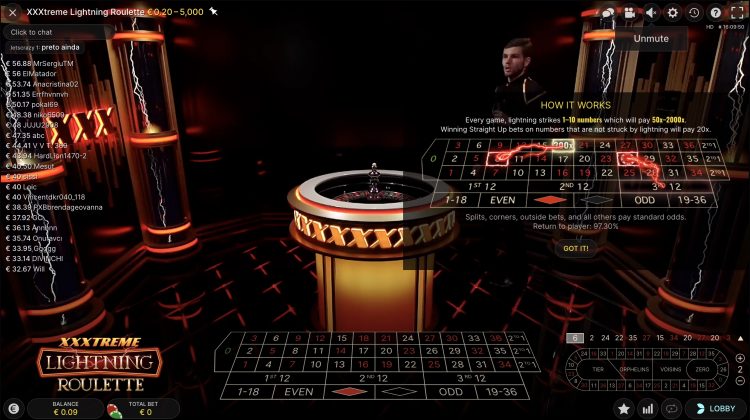 XXXtreme Lightning Roulette Gameplay