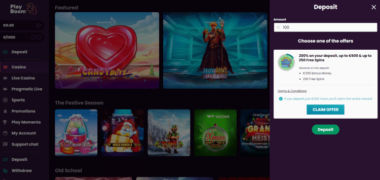 Playboom24 Welkomstbonus