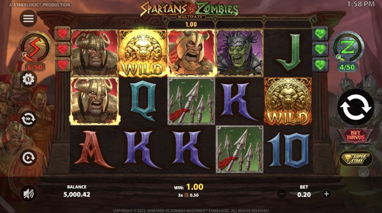 Spartans vs Zombies slot gameplay