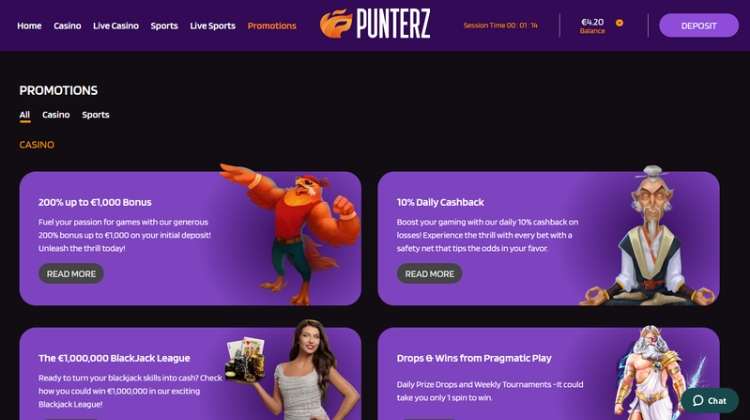 Punterz Promoties en Bonussen