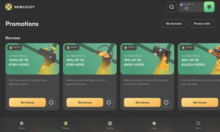 NewLucky Casino Bonussen en Promoties