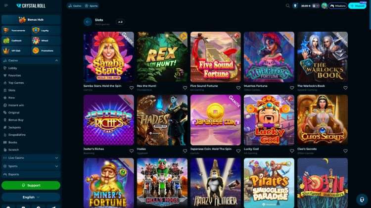 CrystalRoll Casino Spelaanbod