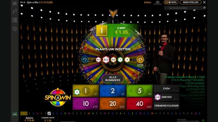 Playtech Live Spin a Win Gameplay