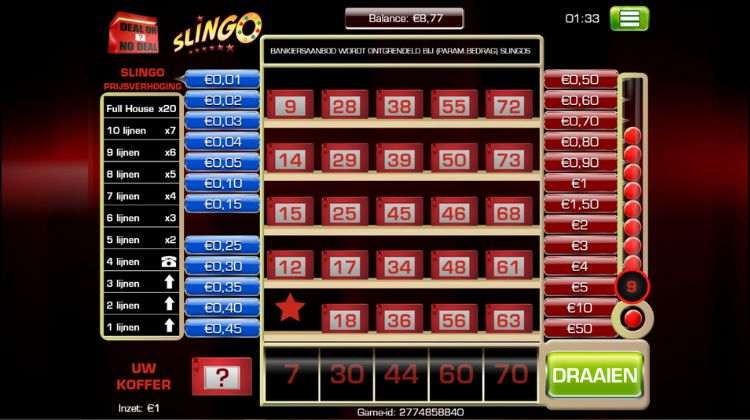 Slingo Originals Deal or No Deal Slingo Gameplay