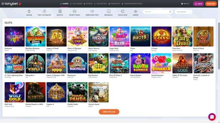 TonyBet Casino Spelaanbod
