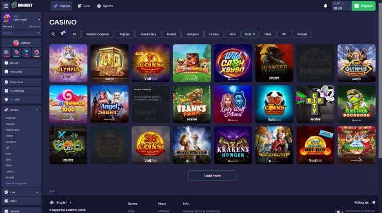 Binobet Casino Spelaanbod