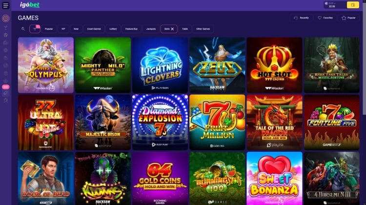 IgoBet Casino Spelaanbod