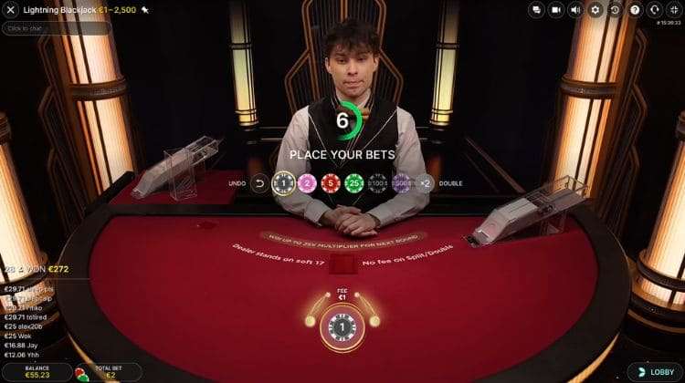 Lightning Blackjack Inzet Fee