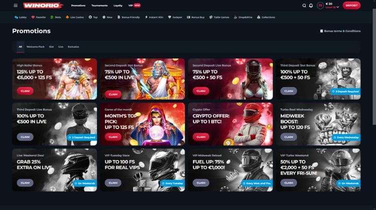 Winorio Promoties en Bonussen