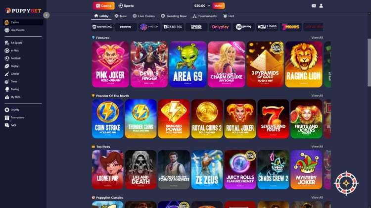 PuppyBet Casino Spelaanbod