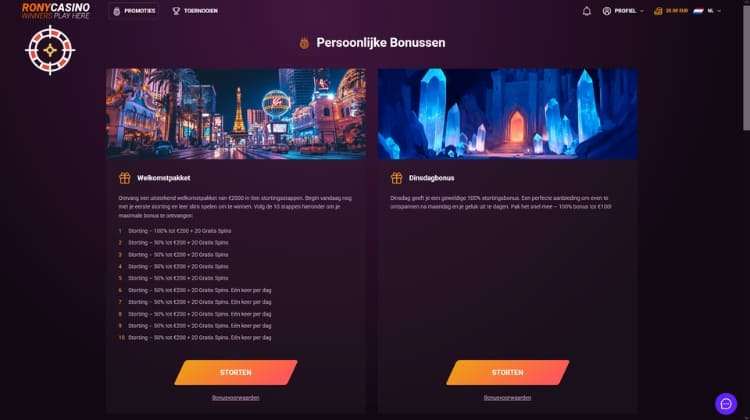 Ronycasino Promoties en Bonussen