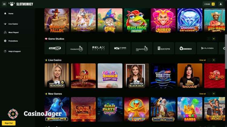 SlotMonkey Casino Spelaanbod