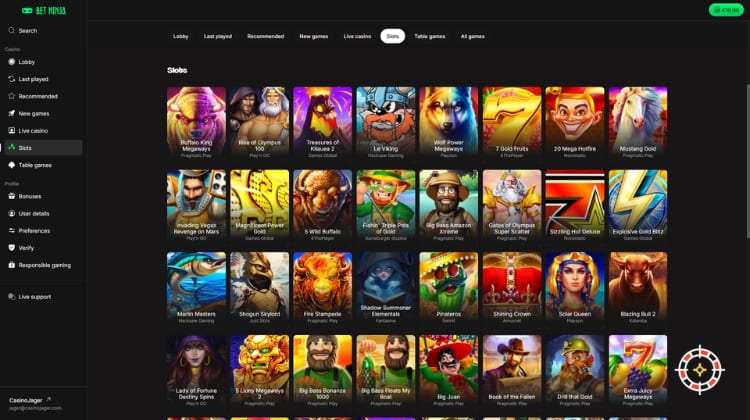 Betninja Casino Spelaanbod