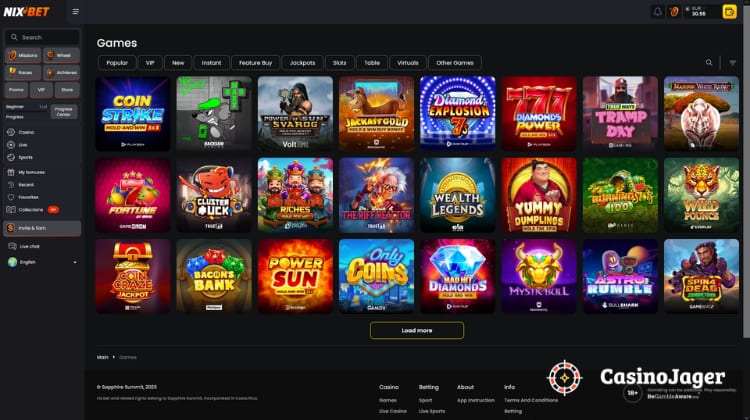 Nixbet Casino Spelaanbod