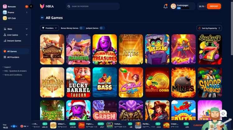 Nika Casino Spelaanbod