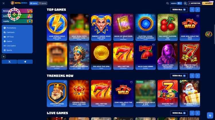 Royalspinia Casino Spelaanbod