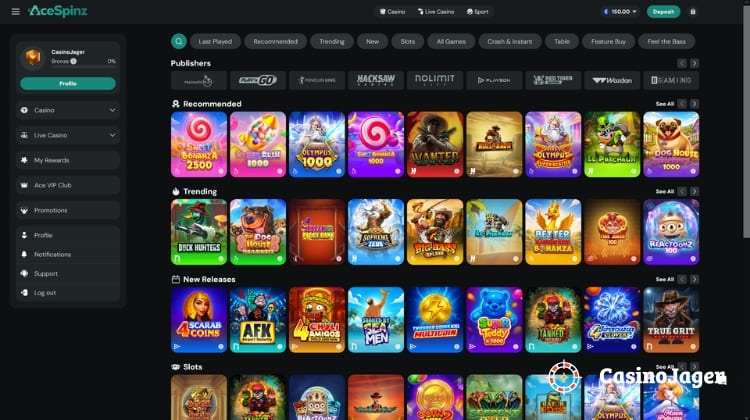 AceSpinz Casino Spelaanbod